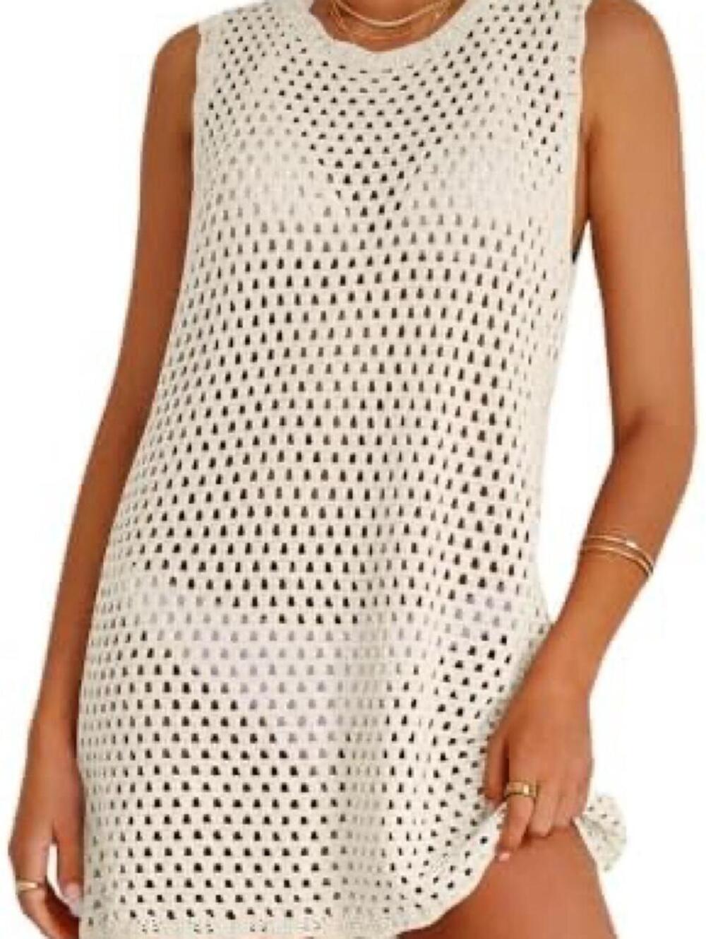 ATOG white crochet swim cover dress